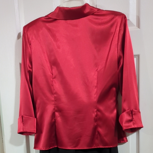 Vtg. 90's Sherry Martin New York Pantsuit Sz 6 Red/Black 2 Pc Wide Leg Pants/Jac - Picture 11 of 16